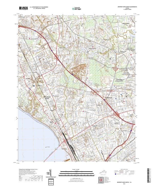 US Topo 7.5-minute map for Newport News North VA