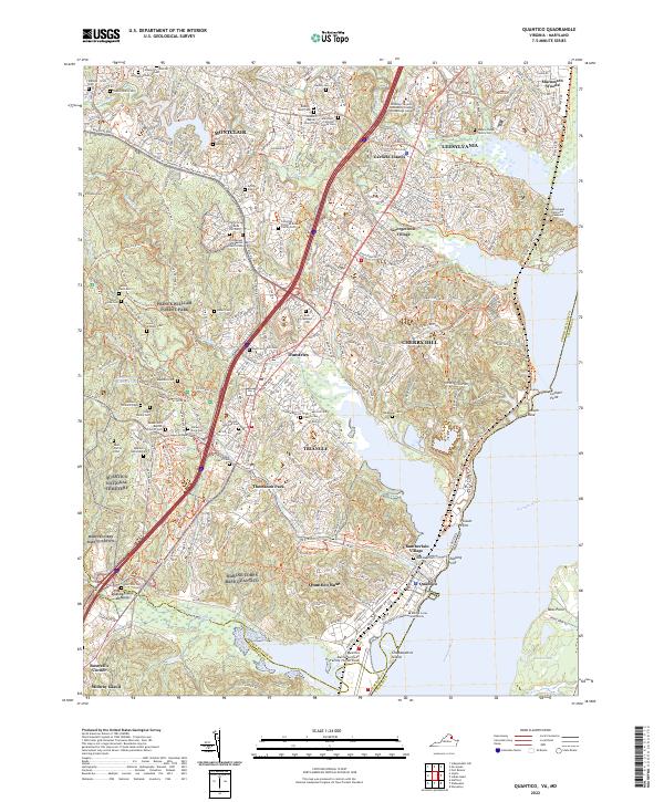US Topo 7.5-minute map for Quantico VAMD – American Map Store