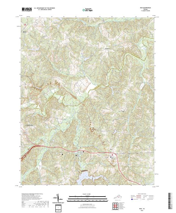 US Topo 7.5-minute map for Rice VA – American Map Store