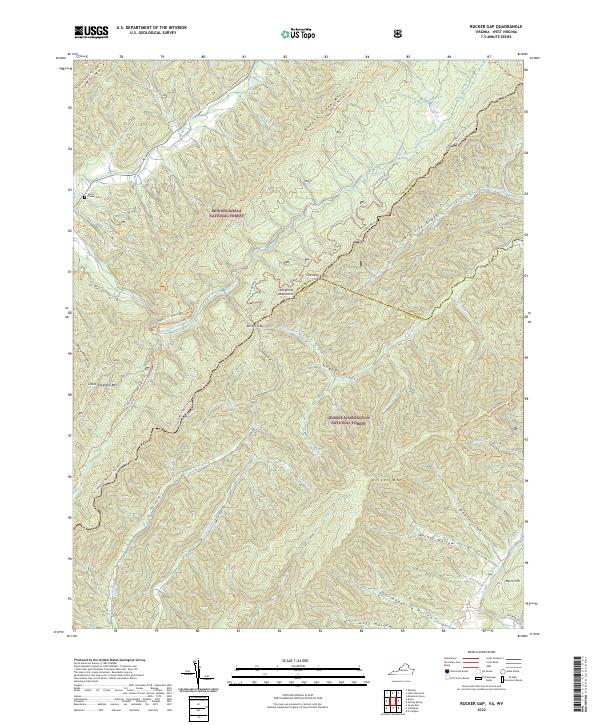 US Topo 7.5-minute map for Rucker Gap VAWV – American Map Store