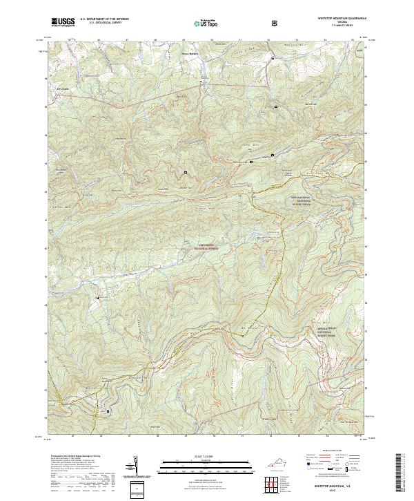 US Topo 7.5-minute map for Whitetop Mountain VA
