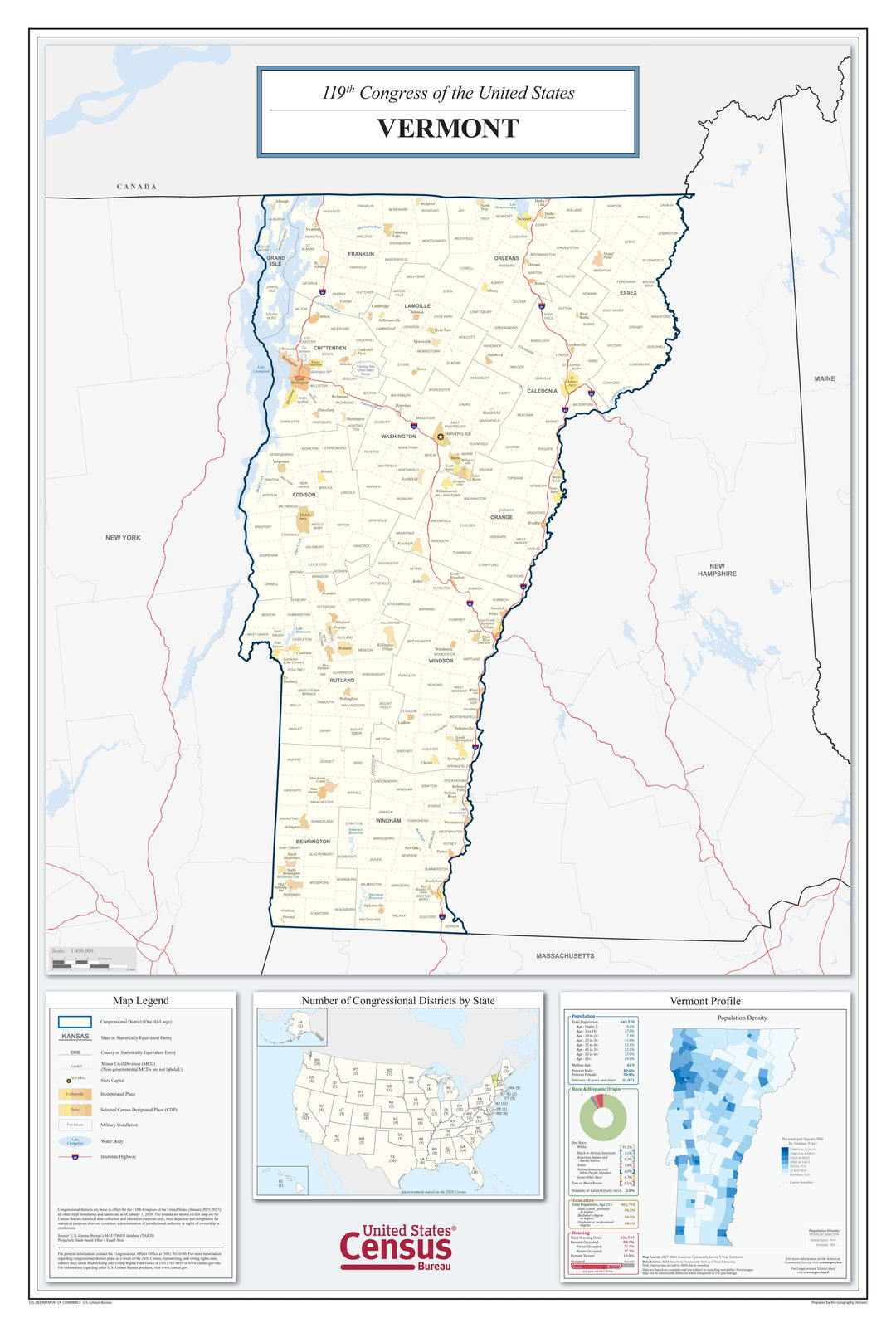 Vermont Congressional District Wall Map