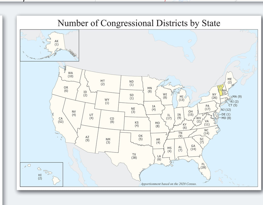 Vermont Congressional District Wall Map