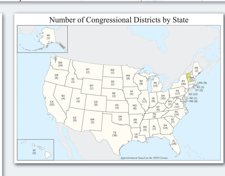 Vermont Congressional District Wall Map