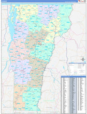 Color Cast Style Wall Map of Vermont by Market Maps