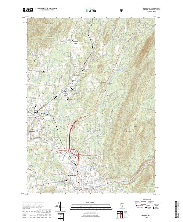 US Topo 7.5-minute map for Bennington VT – American Map Store