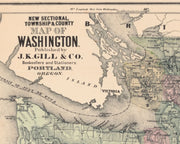 Township and County Map of Washington, 1889
