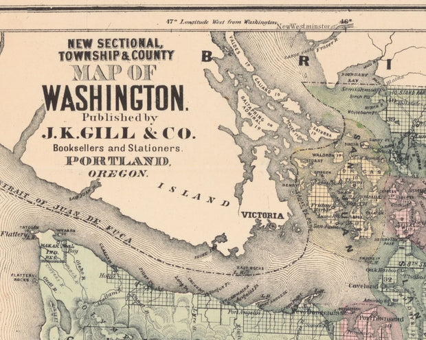 Township and County Map of Washington, 1889