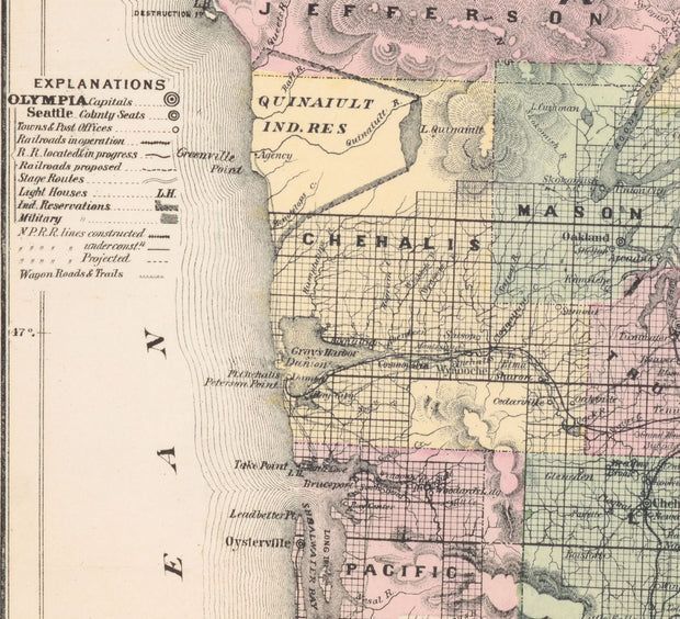 Township and County Map of Washington, 1889