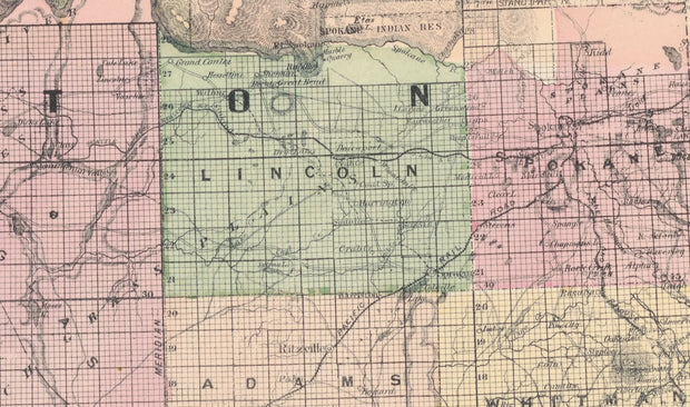 Township and County Map of Washington, 1889