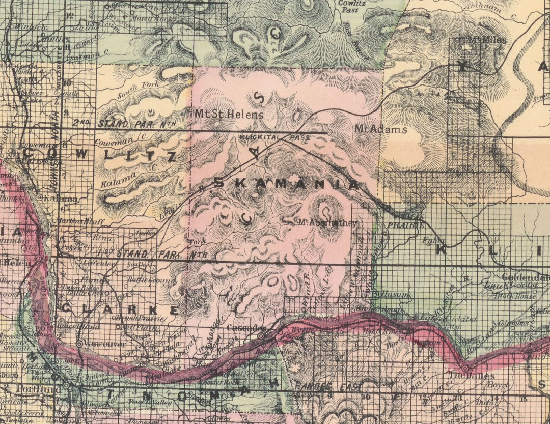 Township and County Map of Washington, 1889