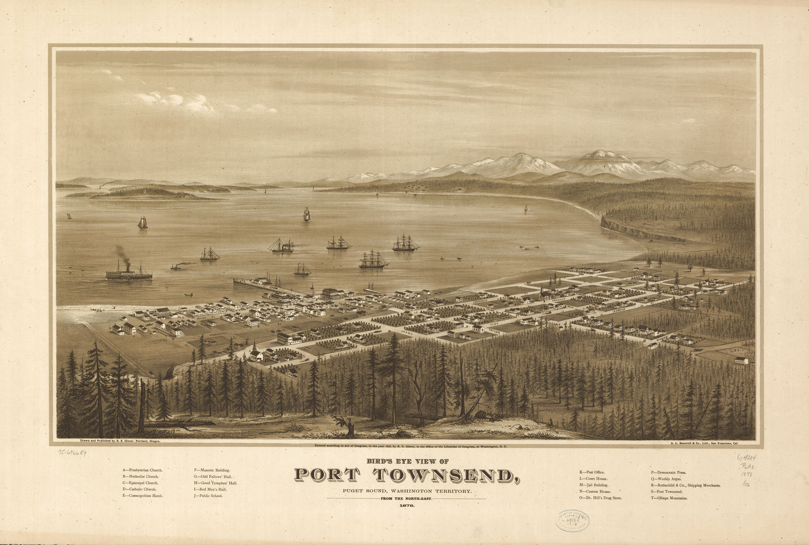 Bird's Eye View of Port Townsend, WA. - 1878