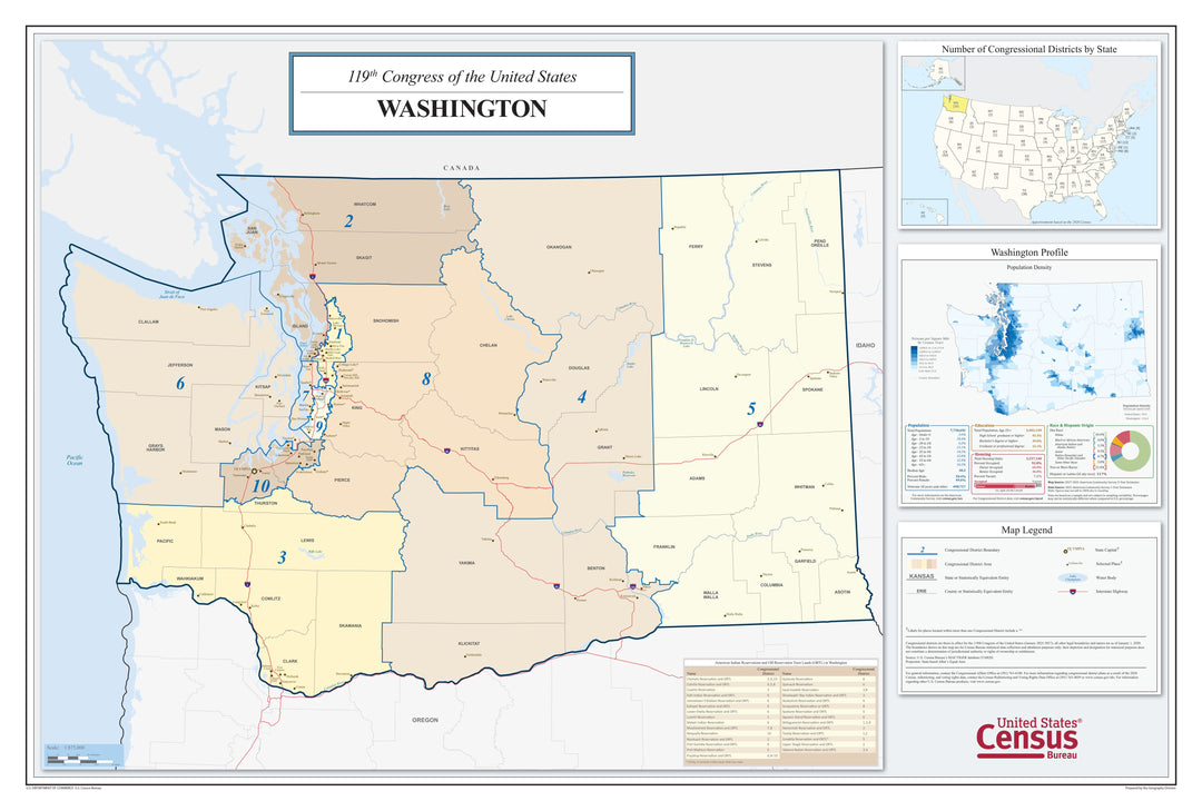 Washington Congressional District Wall Map