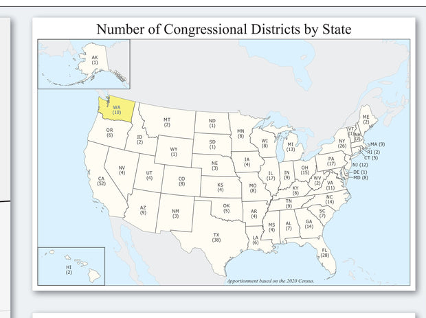 Washington Congressional District Wall Map