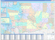 Color Cast Style Wall Map of Washington by Market Maps