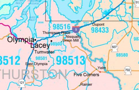 Color Cast Style Wall Map of Washington