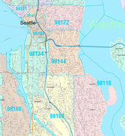 Color Cast Style Wall Map of Seattle, WA by Market Maps