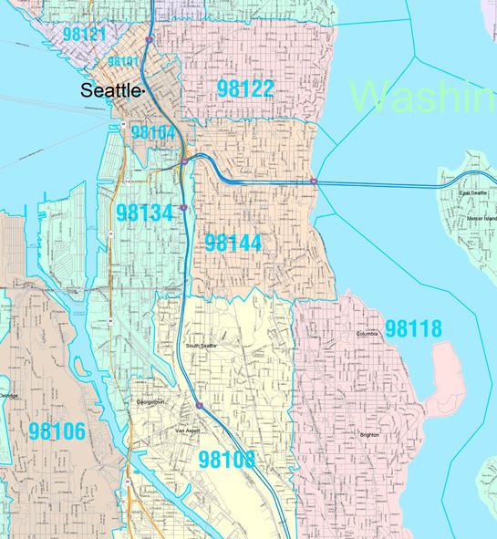 Color Cast Style Wall Map of Seattle, WA by Market Maps