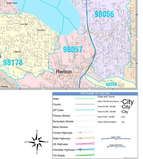 Color Cast Style Wall Map of Seattle, WA by Market Maps