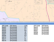 Color Cast Zip Code Style Wall Map of Spokane, WA by Market Maps