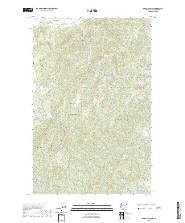 US Topo 7.5-minute map for Adams Mountain WA