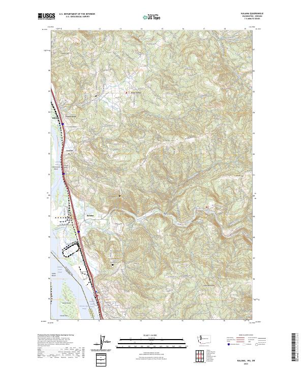 US Topo 7.5-minute map for Kalama WAOR