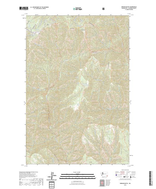 US Topo 7.5-minute map for Oregon Butte WA