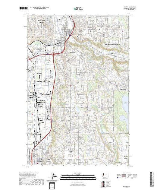 Elevation Map Renton US Topo 7.5-minute map for Renton WA – American Map Store