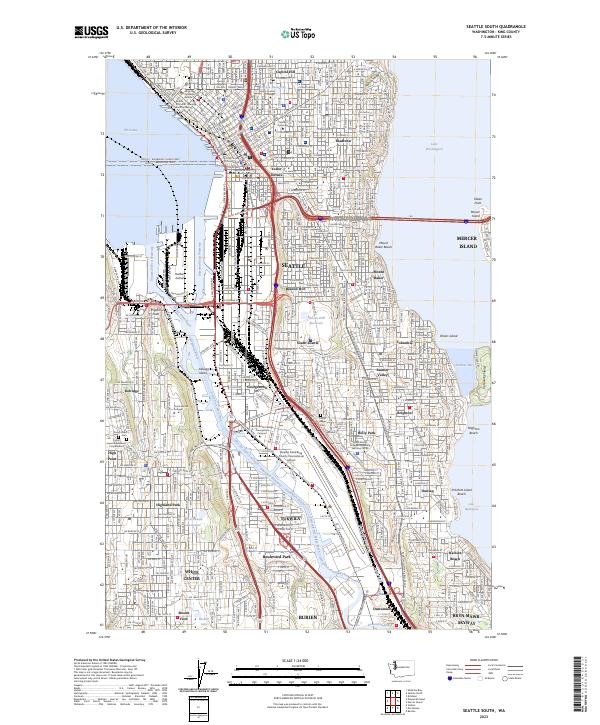 US Topo 7.5-minute map for Seattle South WA – American Map Store