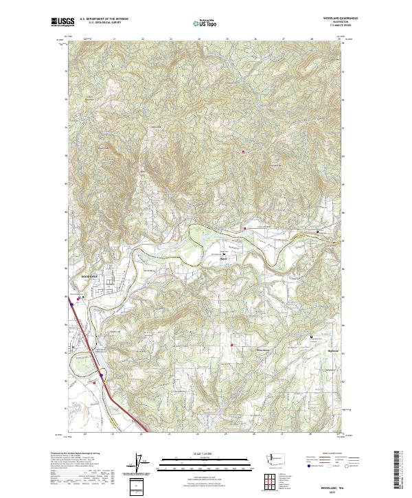 US Topo 7.5-minute map for Woodland WA
