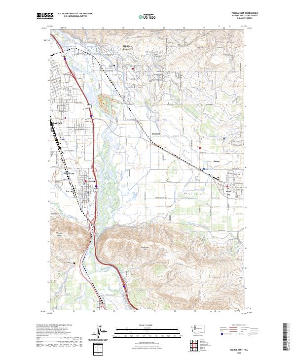 US Topo 7.5-minute map for Yakima East WA