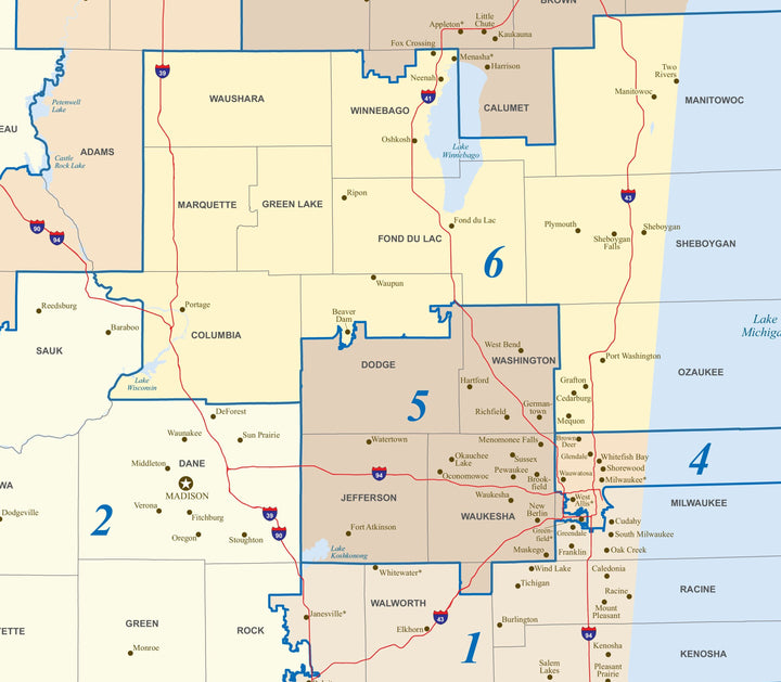 Wisconsin Congressional District Wall Map