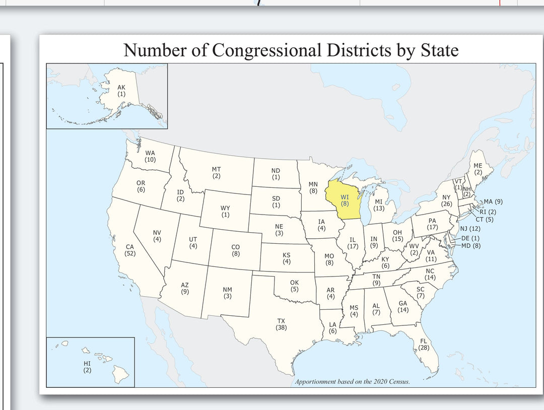 Wisconsin Congressional District Wall Map