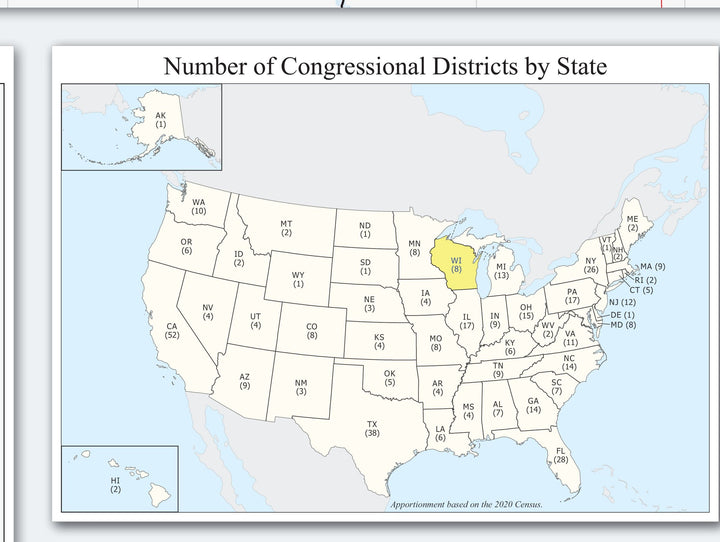 Wisconsin Congressional District Wall Map