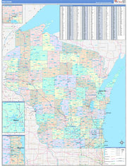 Color Cast Style Wall Map of Wisconsin by Market Maps