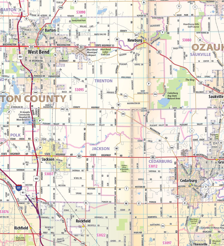 Milwaukee Metro Area Wall Map