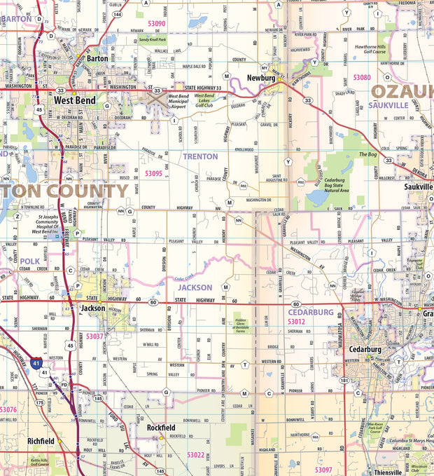 Milwaukee Metro Area Wall Map