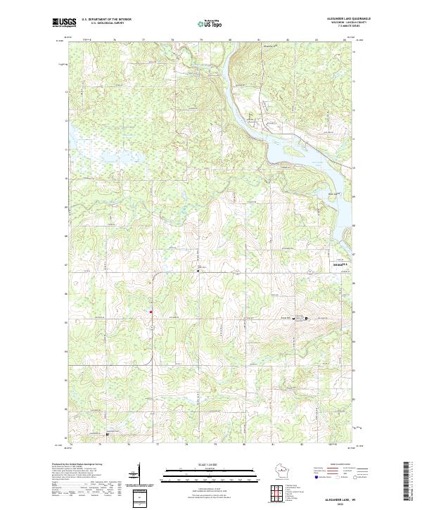 US Topo 7.5-minute map for Alexander Lake WI