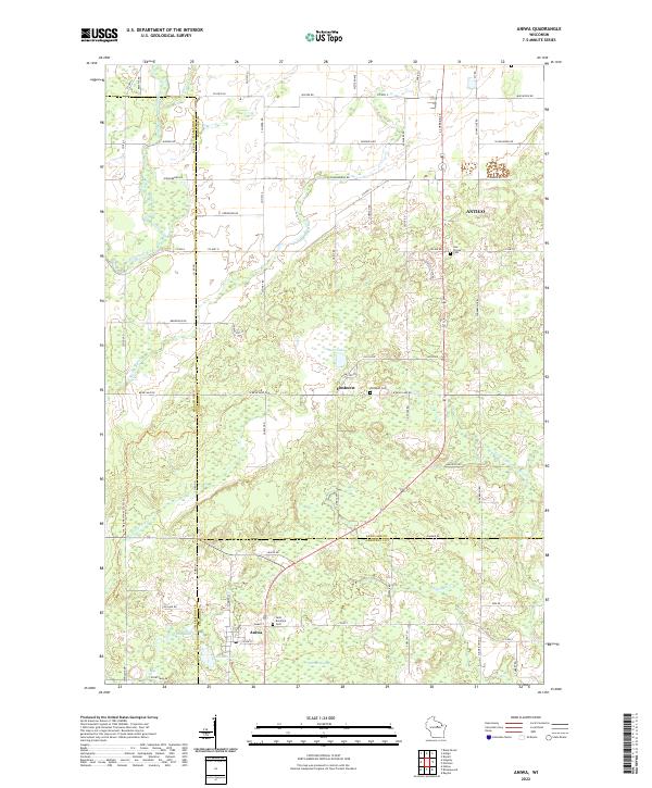 US Topo 7.5-minute map for Aniwa WI