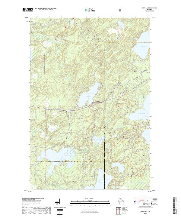 US Topo 7.5-minute map for Anvil Lake WI