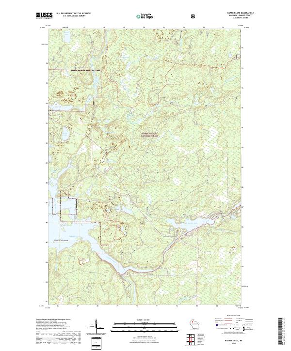 US Topo 7.5-minute map for Barker Lake WI