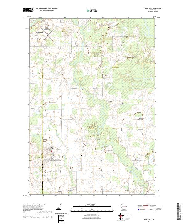 US Topo 7.5-minute map for Bear Creek WI