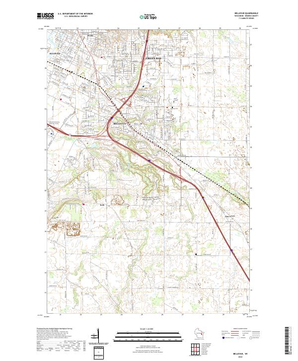 US Topo 7.5-minute map for Bellevue WI