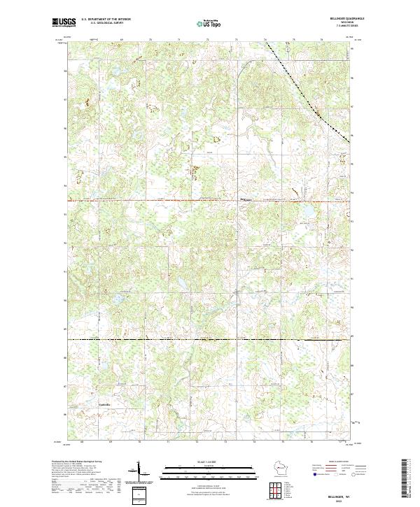 US Topo 7.5-minute map for Bellinger WI