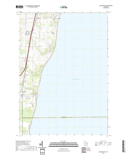 US Topo 7.5-minute map for Cleveland East WI – American Map Store