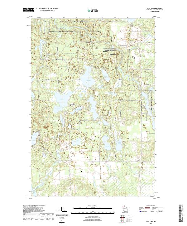 US Topo 7.5-minute map for Dunn Lake WI