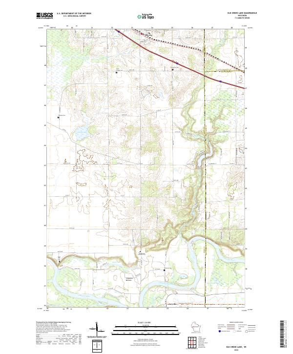 US Topo 7.5-minute map for Elk Creek Lake WI
