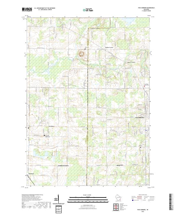 US Topo 7.5-minute map for Five Corners WI