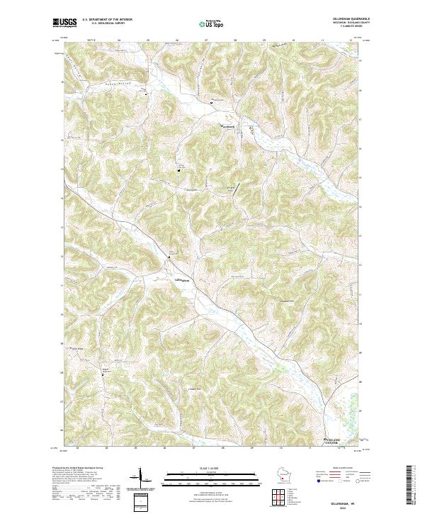 US Topo 7.5-minute map for Gillingham WI – American Map Store