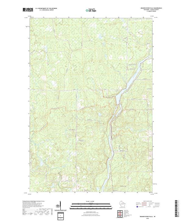 US Topo 7.5-minute map for Grandfather Falls WI